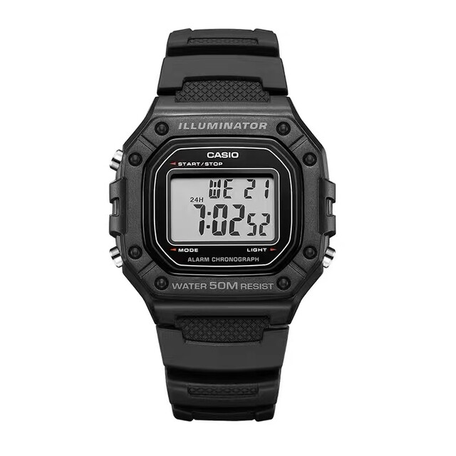 Casio Casio small square watch sports waterproof multifunctional student watch W-218H-1B