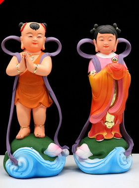 神像善财童子观音供奉摆件包邮