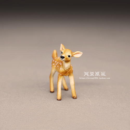 仿真野生动物认知模型正版散货 小梅花鹿 幼鹿模型摆件玩具 - 图0