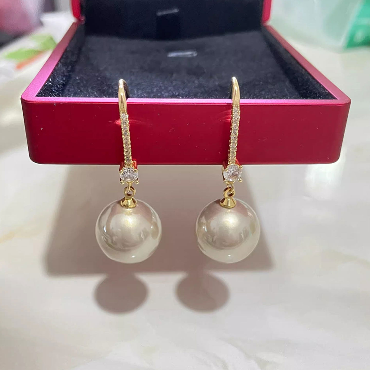 耳环女韩国秋冬小众轻奢网红耳坠耳钉设计感时尚网红长款珠珠耳饰 - 图0