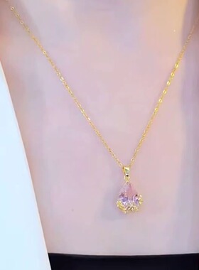 钛钢女锁骨链水滴钛钢项链女