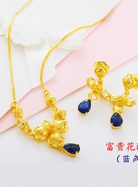 新款黄金色项链女款仿金包银富贵花玫瑰花锁骨套链女士吊坠送妈妈