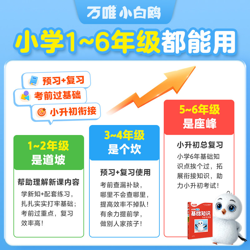 万唯小白鸥原创小学基础知识与初中衔接大全手册语文数学英语小升初总复习资料一二三四五六年级人教版万维小白欧小白鸽阅读训练题