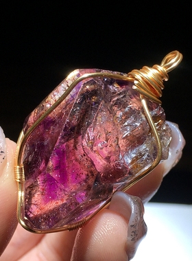 天然紫水晶骸骨闪灵情侣吊坠