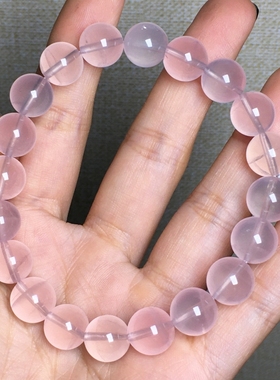 天然粉水晶单圈手链冰透星光