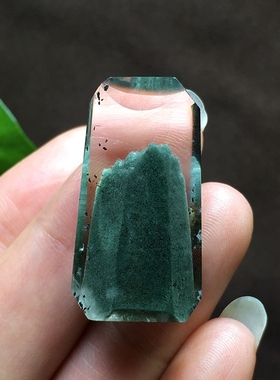 天然绿幽灵聚宝盆金字塔吊坠