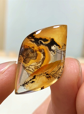 天然黄胶花软锰矿小树吊坠