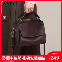 Viney Pack Package Women 2024 New Autumn Winter Totbag Girl Bag Inclined Satchel Large Capacity Genuine Leather Handbag