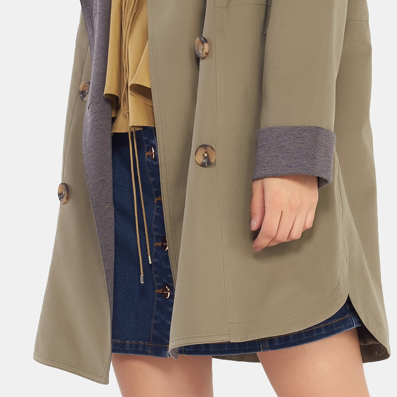 【断码l】艾格秋新品休闲风衣双排扣 艾格银座风衣