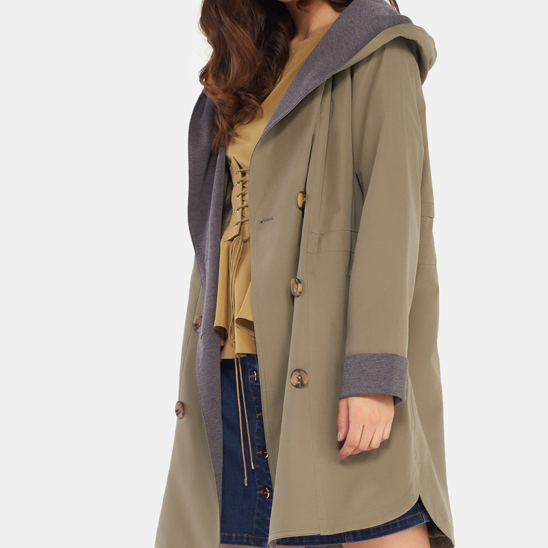 【断码l】艾格秋新品休闲风衣双排扣 艾格银座风衣