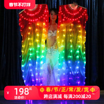 LED luminous dance fan acting out of the show Luminous Props Belly dancing Genuine Silk Dancing Fan Classical