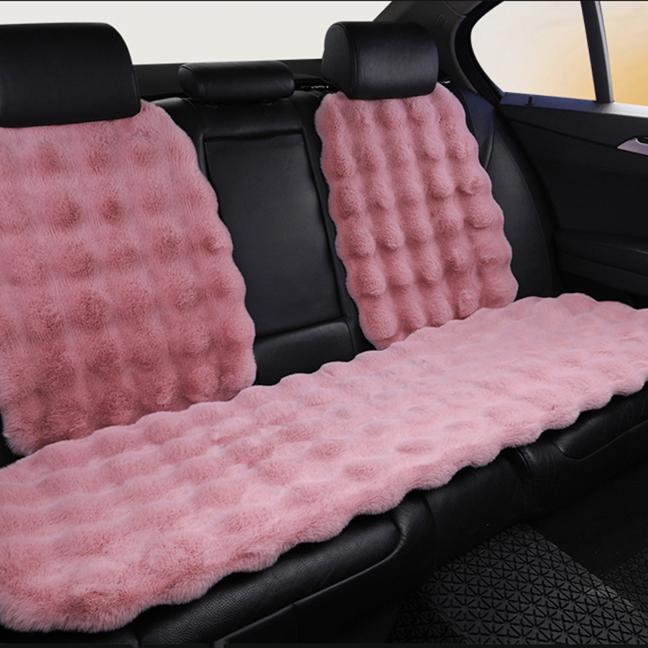 冬季汽车坐垫毛绒单片泡泡绒加厚加密新款保暖兔毛绒通用后排座垫