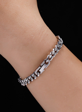 小众古巴ins风钛钢潮流男生手链