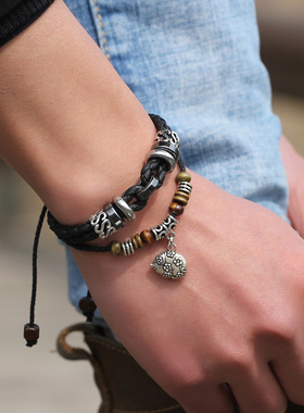 十二生肖手链男潮人韩版编织皮绳