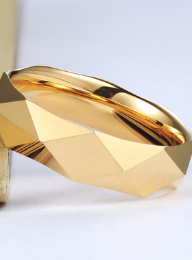 戒指男个性钨金镀18k金色食指环