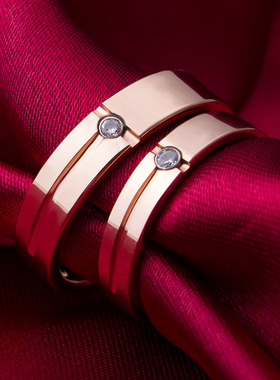 情侣戒指仿真钻时尚小众设计感