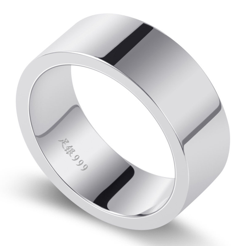 纯银单身个性999宽素圈嘻哈银戒指 gde戒指/指环