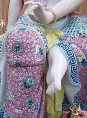 大号自在坐骑龙观音佛像陶瓷摆件