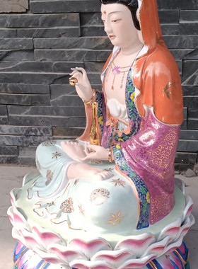 17寸景德镇手工南海观音佛像摆件