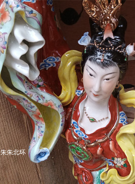 手工招财纳福仙女散花雕塑工艺品