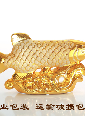 陶瓷金龙鱼电视柜客厅欧式风摆件