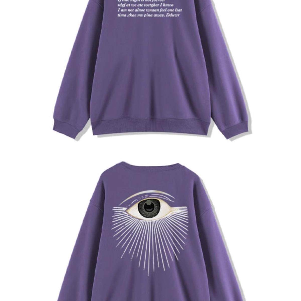 纯棉美式紫色圆领卫衣女秋冬加绒加厚2025新款爆款宽松设计感外套,淘宝优惠券,粉丝福利购,淘宝优惠卷