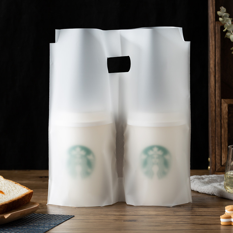 海南可降解奶茶袋单杯双杯袋透明咖啡打包袋果汁饮料袋手提袋定制-图1