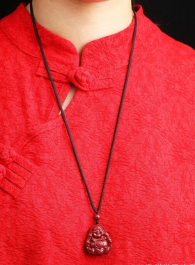 贵州铜仁万山真朱砂佛公吊坠女款项链紫金砂挂件儿童饰品新款