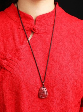 贵州铜仁万山真朱砂平安竹吊坠女紫金砂如意锁项链挂件饰品