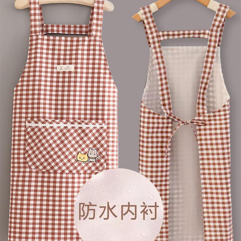 日式防水围裙厨房专用夏季薄款做饭家用长袖女高档罩衣高颜值透气