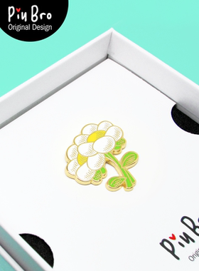 白色两朵花毕业闺蜜仿珐琅pin