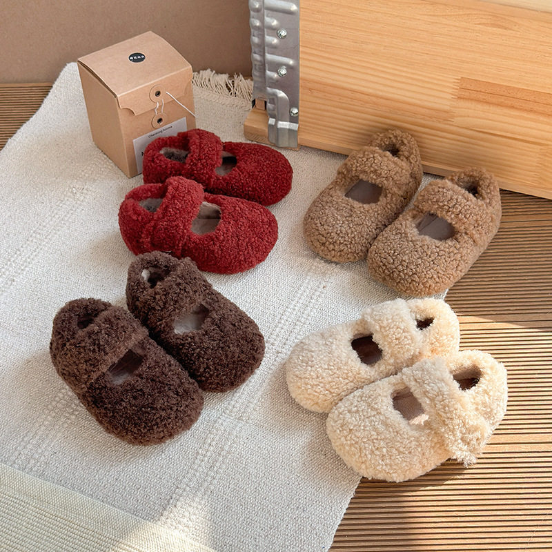 ins法式加绒毛毛鞋2025冬季新款韩版女童保暖公主鞋男童豆豆棉鞋,淘宝优惠券,粉丝福利购,淘宝优惠卷