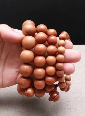 天然桃木原木六字真言佛珠念珠