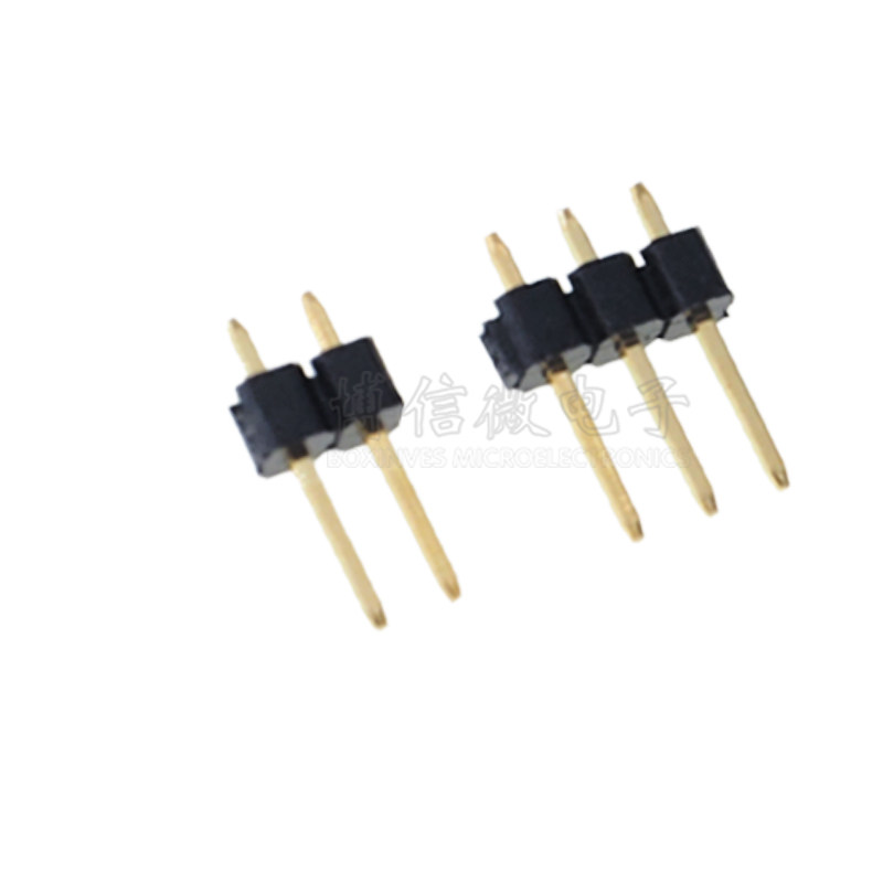 2.54MM单排针直插排针铜针镀金1*2/3/4/5/6/7/8/10/12/20/40P_虎窝淘