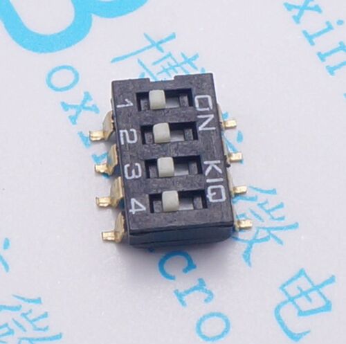 2.54 贴片 4位 贴片拨动开关 4位 2.54mm 拨码开关 编码开关 镀金 - 图0