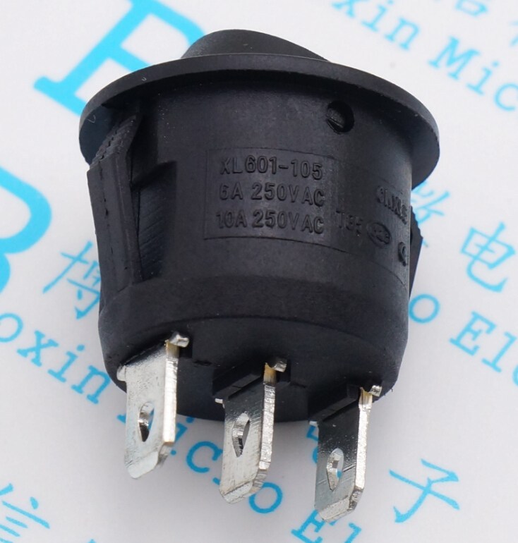 KCD1-201 开孔20MM 三脚两档 圆形船型开关 电源开关6A250V - 图1