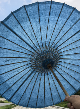 油纸伞浸染蓝色云龙纸古风女防雨防晒实用非遗纯手工汉服中国风伞