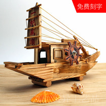 Sailing Model Swing Piece One Sail Smooth and small wooden craft Manual Boat Solid Wood Wooden Wood Lettering wooden boat