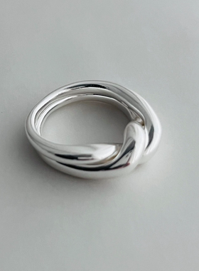 WZ&SILVER设计师款通体S925银交叉缠绕双圈戒指高级百搭简约时尚