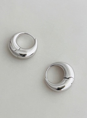 WZ&SILVER设计师款通体S925纯银镀铑金素圈耳环高级小众简约百搭