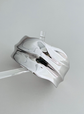 WZ&SILVER设计师款通体S925银镀铑金宽版褶皱手镯高级百搭时尚