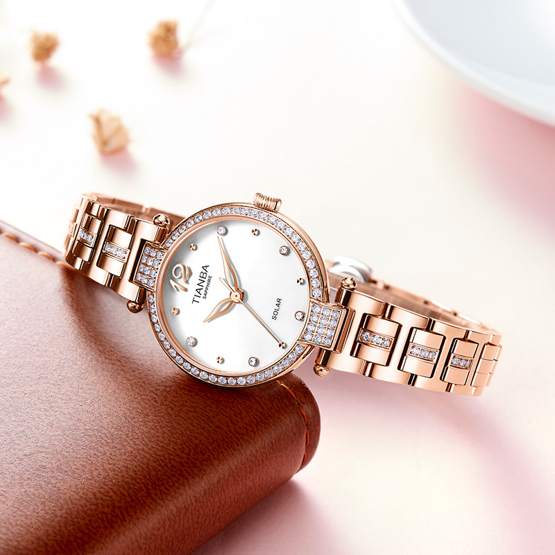 天霸新款时尚潮流女士手链表光能表 天霸国产腕表