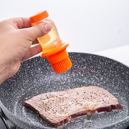 日本ASVEL油瓶油刷厨房带刷油壶家用耐高温一体硅胶按压食品级刷 - 图0