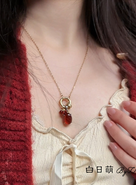 石榴石生辰石镀18K金项链