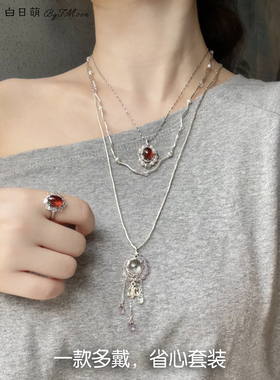 葡萄美酒原创设计石榴石项链