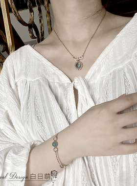 射手座天然海蓝宝月光石手链