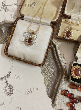 原创设计石榴石珍珠项链