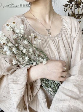 原创复古天然黄水晶轻奢珍珠项链