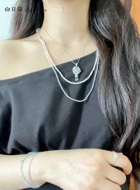 白日萌原创设计白水晶项链