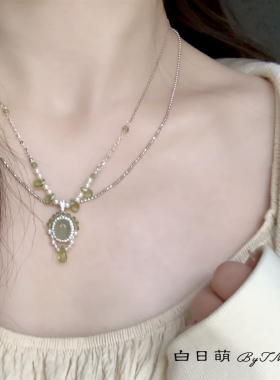 原创设计橄榄石银饰锁骨链